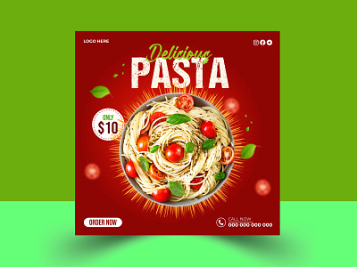 Food Social Media Post Design banner design contact delicious design discount logo order pasta poster social icon social media