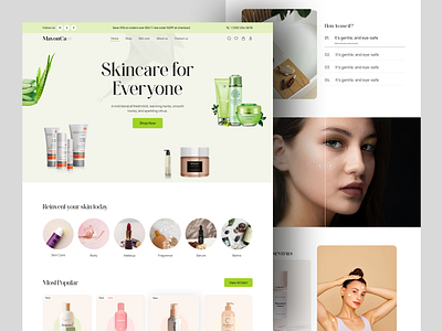 Skin Care - Shopify website design beauty products landing page commerce website ecommerce design ecommerce industry ecommerce landing apge ecommerce ui ecommrerce landing apge design landing page landingpage shop ecommerce shopify ecommerce store shopify landing page shopity redesign skin care landing page