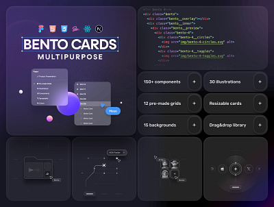 Bento Cards: Multipurpose bento card collection bento cards bento design kit card design set card layouts card ui components card ui design creative card designs design card templates design system cards digital card templates modern card ui ui card elements ui design resources ui kit for cards ui8 bento cards ui8 design assets user interface cards ux card templates web card design kit