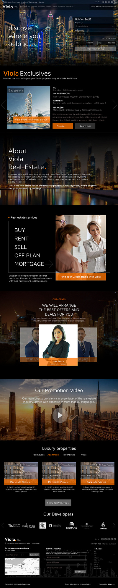 Viola Real-Estate Company in Dubai UAE design real estate sketch ui website