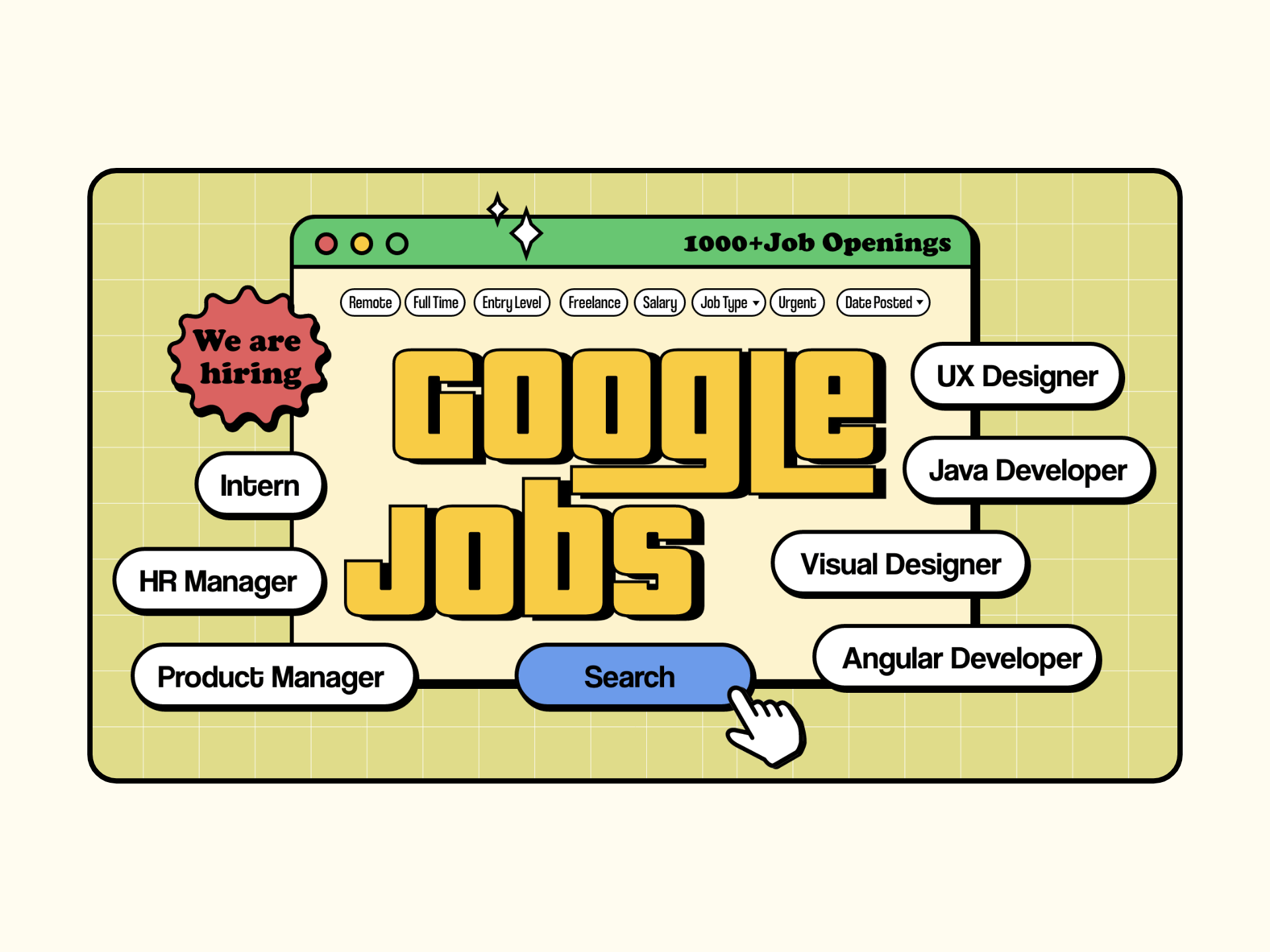 Neubrutalism Google Jobs design 2024 design trends google google jobs job search new brutalism search engine ui ui design what is neubrutalism