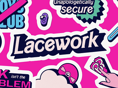 Lacework "Living the Security Dream" activation brand branding illustration stickers