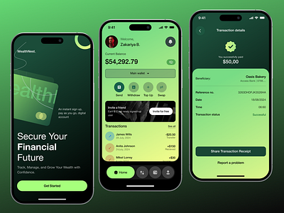 WealthNest - Finance Mobile App app design bank banking banking app design finance finance app finance management fintech fintech app interface mobile app design mobileapp money product design ui ui design uiux uiux design ux