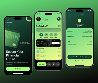 WealthNest - Finance Mobile App app design bank banking banking app design finance finance app finance management fintech fintech app fintech application mobile app design mobileapp money product design ui ui design uiux uiux design ux