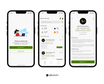 Job Application design ui ux