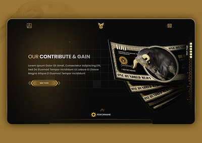 Hero of main page - financial website 3d 3d money bull exchenge financial gold website graphic design hero hero page invesment luxury mian page money stock ui