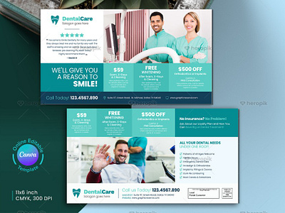 Dental Coupon Mailer Design Template Canva canva dental mailer postcard canva design template dental coupon eddm dental coupon mailer dental coupon postcard dental eddm dental promotional postcard dental service postcard dentistry postcard eddm postcard canva template eddm postcard design healthcare postcard medical postcard