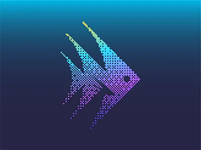 DigiFish branding creative creative design digital fish gradient graphic design logo logodesign ocea pixel art pixelated sea vector