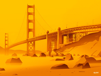 The Bay bridge city cool illustration light pop posterart print sanfrancisco sf shop yellow