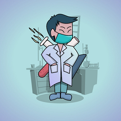 Little Chemical Analyst cartoon chemical illustration laboran laboratory vector