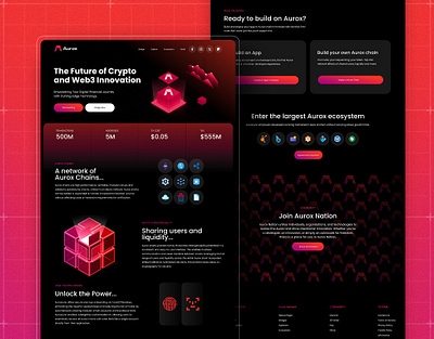 Aurox Landing Page UI Design aurox blockchain crypto design figma finance landing page ui web3 website