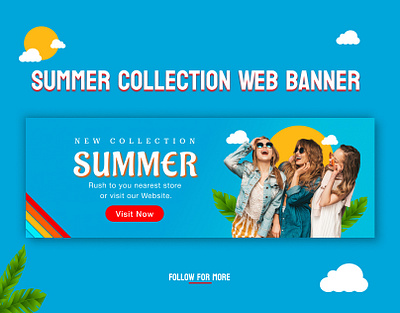 SUMMER COLLECTION WEB BANNER branding design figma flyer design graphic design illustration illustrator mobile app ui photoshop product design social media post ui ux web banner