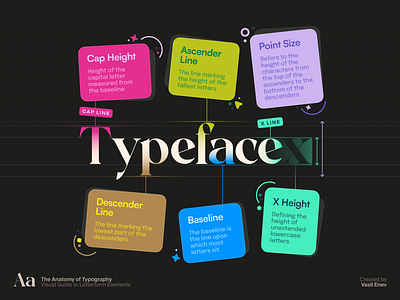 🪶 The Anatomy of Typography anatomy brand card color color palette colorful colors deck flat font fonts free font gradient inspiration rainbow style type type family typeface typography