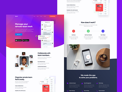 Remote Team Management App Website Design in Figma app design figma modern short team management ui web website