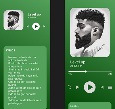 Music app with Lyrics feature design graphic design mobile app music app ui user experience user interface ux ux design