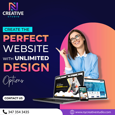 Elevate Your Web Design Game with NY Creative Studio! branding brochures design graphic design illustration logo typography ui unlimited design ux vector web desgin website