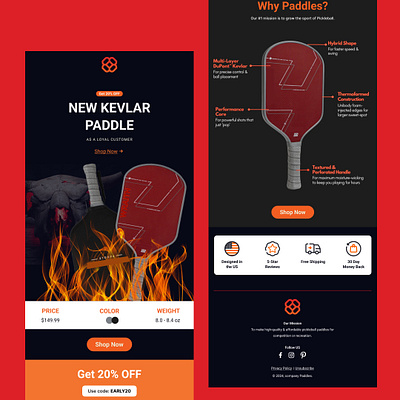 Email Design For Pickleball Paddle Company design email coding email deisgn email design and code email design in figma email newsletter email template html email template