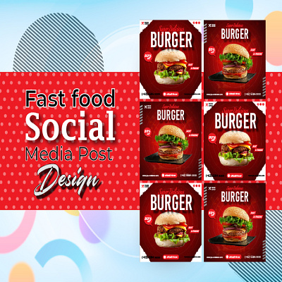 Fast food Social Media Post Design branding burger fast food graphic design post resturent menu social media