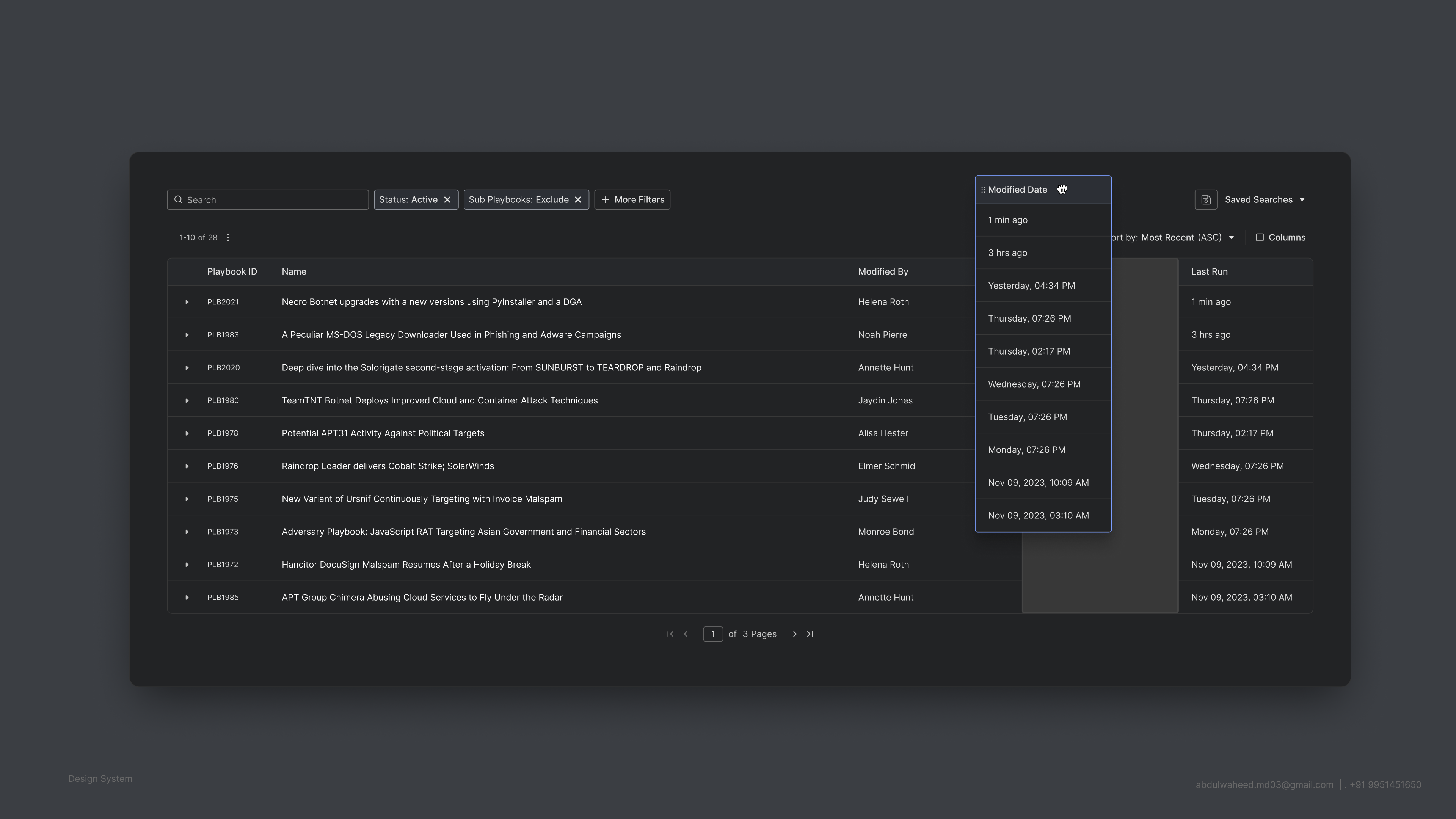 Table - Manage Columns auto layout dark mode dark theme design system figma filters pagination search sorting table ui ui component