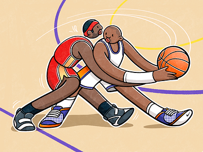 Basketball players artwork basketball character character design colorful illustration kobebryant lebronjames minimal procreate sport sports