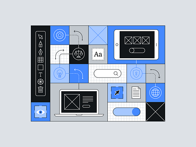 Affinity Flow abstract bento design digital art geometric graphic design icons illustration illustrator ipad laptop minimal simple ui uidesign ux uxdesign