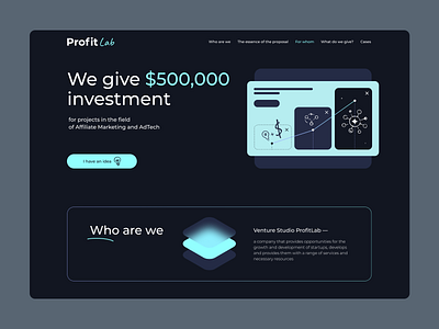 Venture studio landing page landing page web design