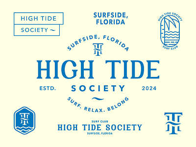 High Tide Society - Logo Variations brand design brand identity brand identity design branding design florida illustration logo logo design logo designer logomark mockup surf surfing wave wordmark