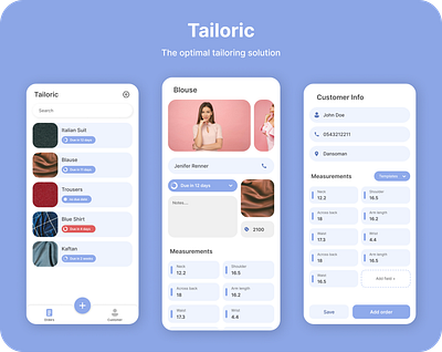 Tailoric: Measurement Records v2 app design colorful design designer fashion fashion design fashion designer measurements minimal minimalist mobile mobileapp tailors ui uiux ux