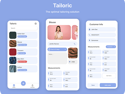 Tailoric: Measurement Records v2 app design colorful design designer fashion fashion design fashion designer measurements minimal minimalist mobile mobileapp tailors ui uiux ux