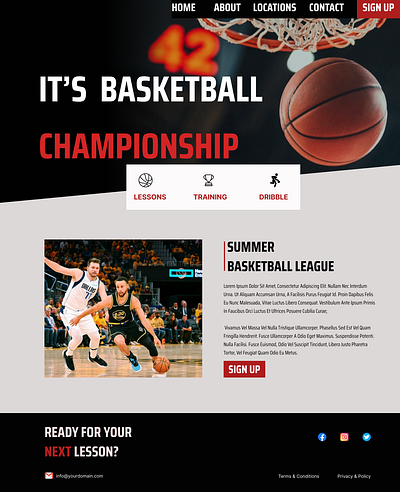 Basketball Website Landing Page basketball design ui ux web design website designing