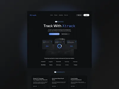XTrack - Darkmode Company Profile Landing Page cleandesign companyprofile dark darkmode darkmodedesign darkmodelandingpage graphic design homepage landingpage saasdesign shipping webdesign