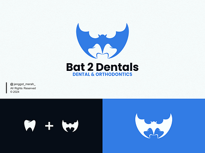 Bat 2 Dentals Logo Design animal awesome bat branding clever combination company dental design dual meaning graphic design identity logo mascot logo negative space pediatric smart teeth tooth