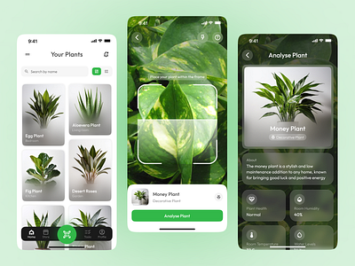 Plantie - A plant care app app design design figma minimal design plant app plant care app ui uidesign uiux ux