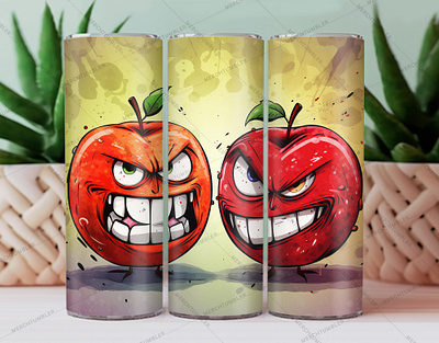 Angry Idared Apples Skinny Tumbler Wrap angry tumbler apple tumbler color image custom art custom tumbler design illustration photography red fruits redfruits tumbler skinny tumbler smiling sublimation tumbler sublimation tumbler warp vector art waterslide tumbler