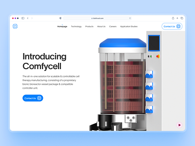 biothrust: The Bionic Bioreactor | Cell Therapy Homepage UIUX biomanufacturing biomanufacturing website bioreactor biotech biotech landing page biotech ui biotech web design biotech website biothrust blue cell therapy clean comfycell minimal modern responsive simple web design web development webflow