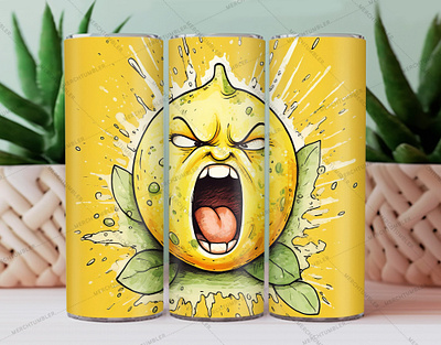 Angry Eureka Lemon Skinny Tumbler Wrap angry art color image custom tumbler design fantasy art funny tumbler graphic design illustration lemon tumbler lemon vector photography skinny tumbler sublimation tumbler sublimation tumbler warp vector art waterslide tumbler