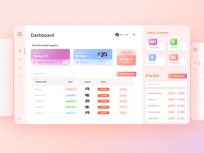 Dashboards - Quality Audit App admin admin panel dashboard database design glassmorphism gradient homepage industry interface login minimal reporting saas table ui web web app