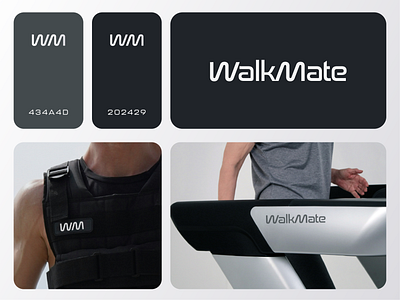 WalkMate adobe black brand branding color creative dark gym illustrator logo machine minimal simple sports trademill vector walk walking website wm