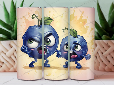 Angry Blueberries Skinny Tumbler Wrap angry tumbler anthropomorphic blueberries tumbler color image custom design art custom tumbler design funny art illustration label vector photography skinny tumbler sublimation tumbler sublimation tumbler warp vector art waterslide tumbler