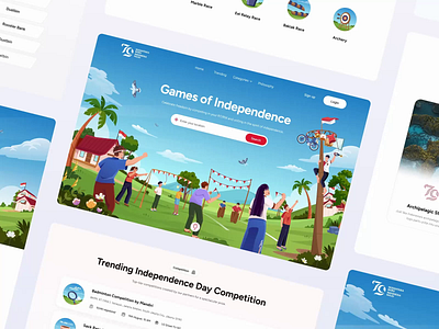 Independence Day Landing Page Animation 🇮🇩 animation bar clean competition day design games illustration independence indonesia landing page orely search ui web website