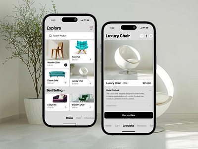 Furniture Store Mobile App chair ecommerce furniture ikea interior luxury minimalim mobile app modern store table ui