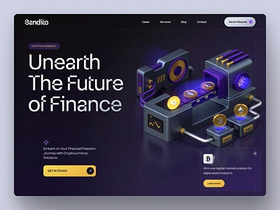 Bandito Cryptocurrency - 3D Header Website 3d 3d animation 3d blender 3d header 3d icon 3d illustration 3d rendering 3d website crypto finance illustration payment ui