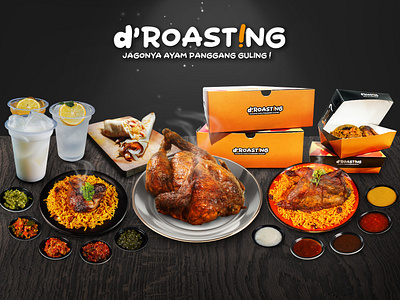 d'Roasting Jagonya Ayam Panggang Guling 3d advertising animation branding graphic design logo menu motion graphics roasted chicken social media post ui