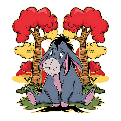 Enchanting Eyore Grey Stuffed Donkey 2d cartoon eyore graphic design sad moment still happy whimsy winniethepooh