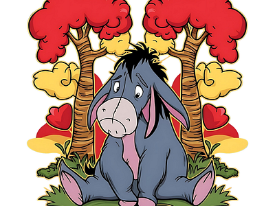 Enchanting Eyore Grey Stuffed Donkey 2d cartoon eyore graphic design sad moment still happy whimsy winniethepooh