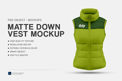 Matte Down Vest Mockup fabric