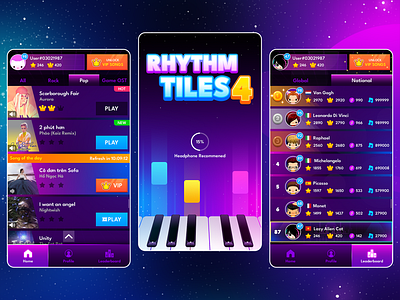 Piano Rhythm Tiles: UI/UX game game ui magic tiles music music app music game music tiles piano piano app piano game piano tiles ui uiux