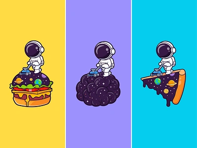 Astronaut Mowing the Lawn Space🧑🏻‍🚀🪐🧹 astronaut brain branding broom burger cartoon character cleaning cute doodle flat icon illustration lawn logo moon mowing pizza planet space