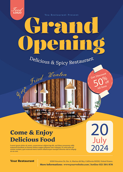 Grand Opening Restaurant Flyer branding brochure flyer grand opening restaurant flyer graphic design icon illustration motion graphics typography vector