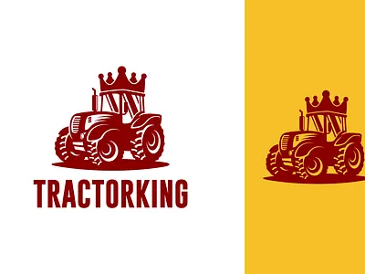 Tractor Silhouette Logo Design With Crown art bussiness crown farm field king logo tracktor truck vector